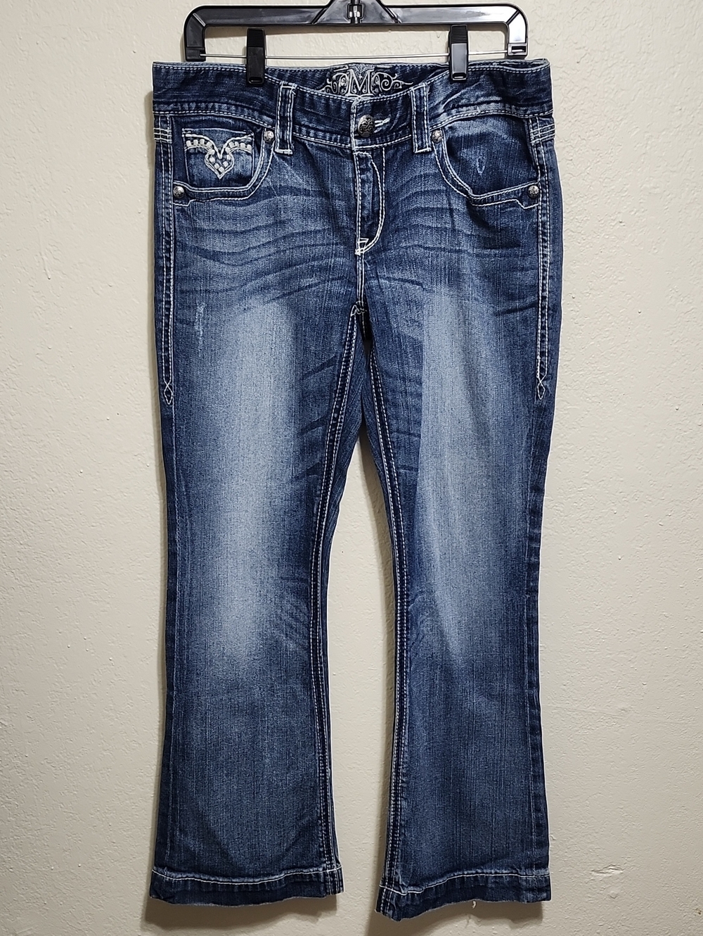 Maurices Premium Thick Stitch Bootcut Jeans Embellished Sz 11/12 Regular